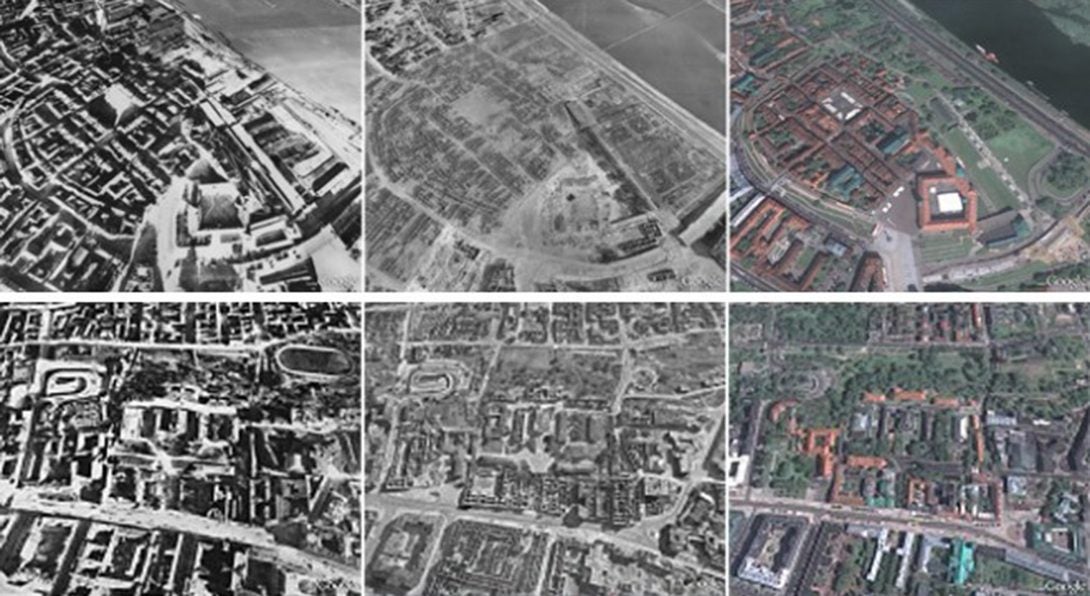 Ariel views of Warsaw at different time periods