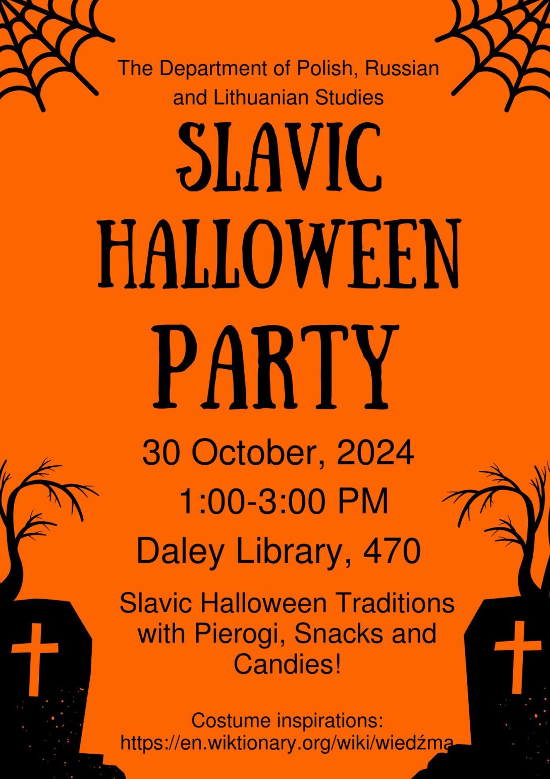 Flyer for Slavic Halloween Party